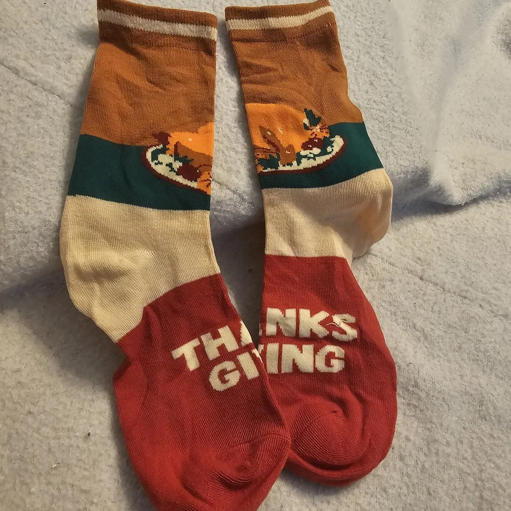 Set Of Three Fall Thanksgiving Turkey New Socks
